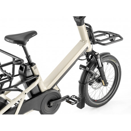 MOUSTACHE  LUNDI 20 CARGO 5 OPEN EQUIPE 545 WH GRIS SOIE  – vue partielle avec cadre, fourche et roue avant